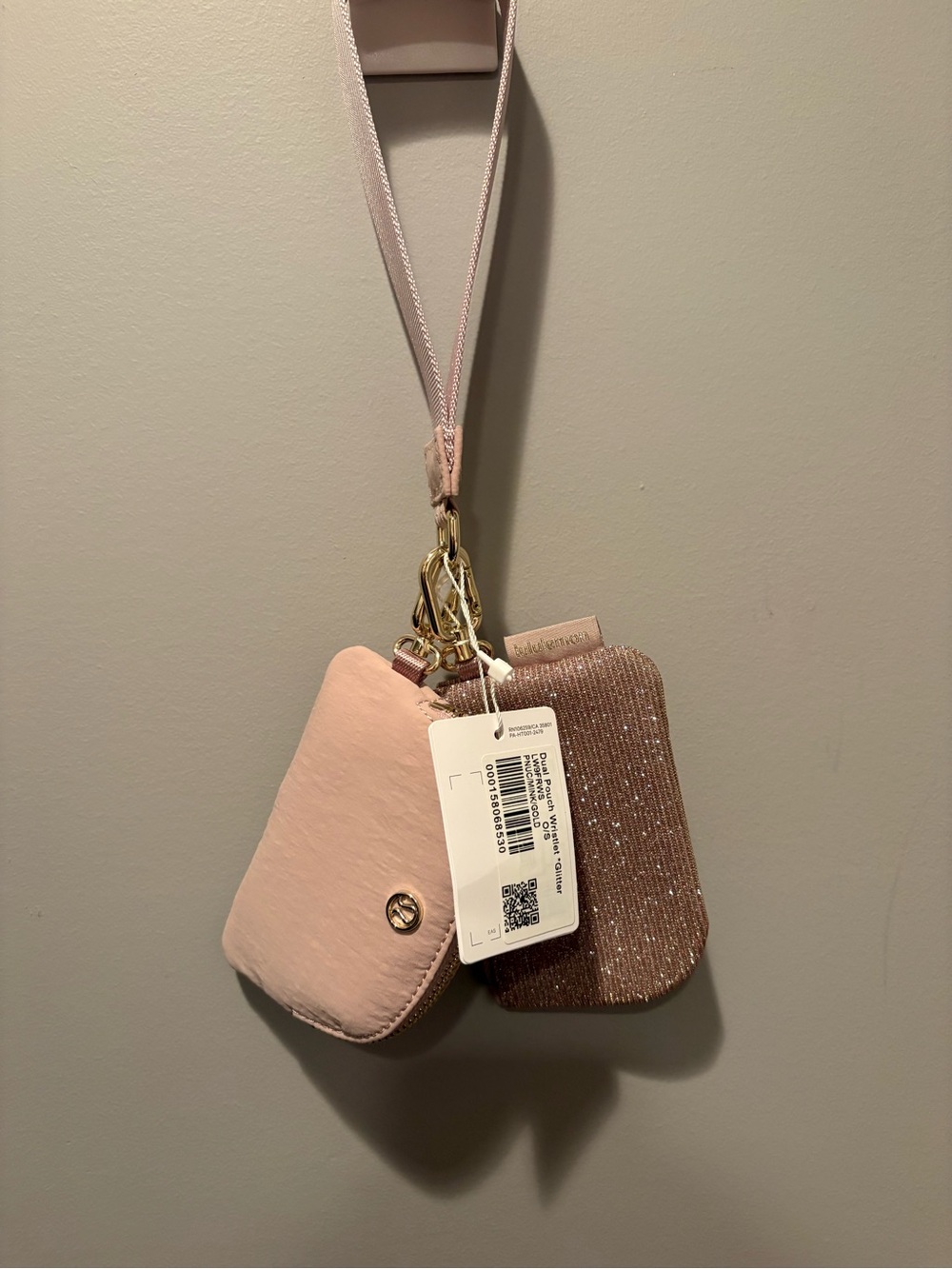 Lululemon Pink Wristlet Keychain Duo with Sparkle Pouch - Picture 2 of 5